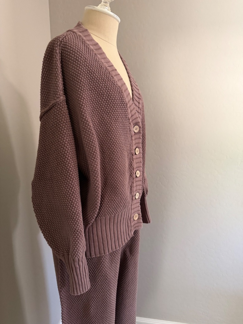 Free People Hailee Cardigan and Pant Cotton Set FP Beach Gulf Cocoa Size Small - Picture 3 of 10